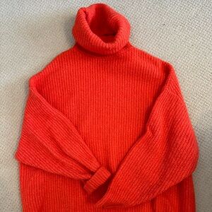 Orange Zara oversized turtleneck sweater